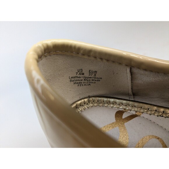 Sam Edelman Felicia Shoes Bow Ballet Flat Luxe Nude Beige Patent Leather Sz 7.5 - Picture 6 of 6